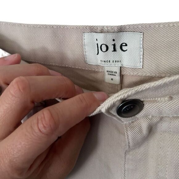 Joie Stretch Flat Front Relaxed Fit Bootcut Jeans Beige Denim Light Wash Size 6 - Picture 7 of 14
